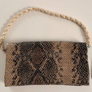 NWT Alfani fold over chain link strap snakeskin shoulder bag purse